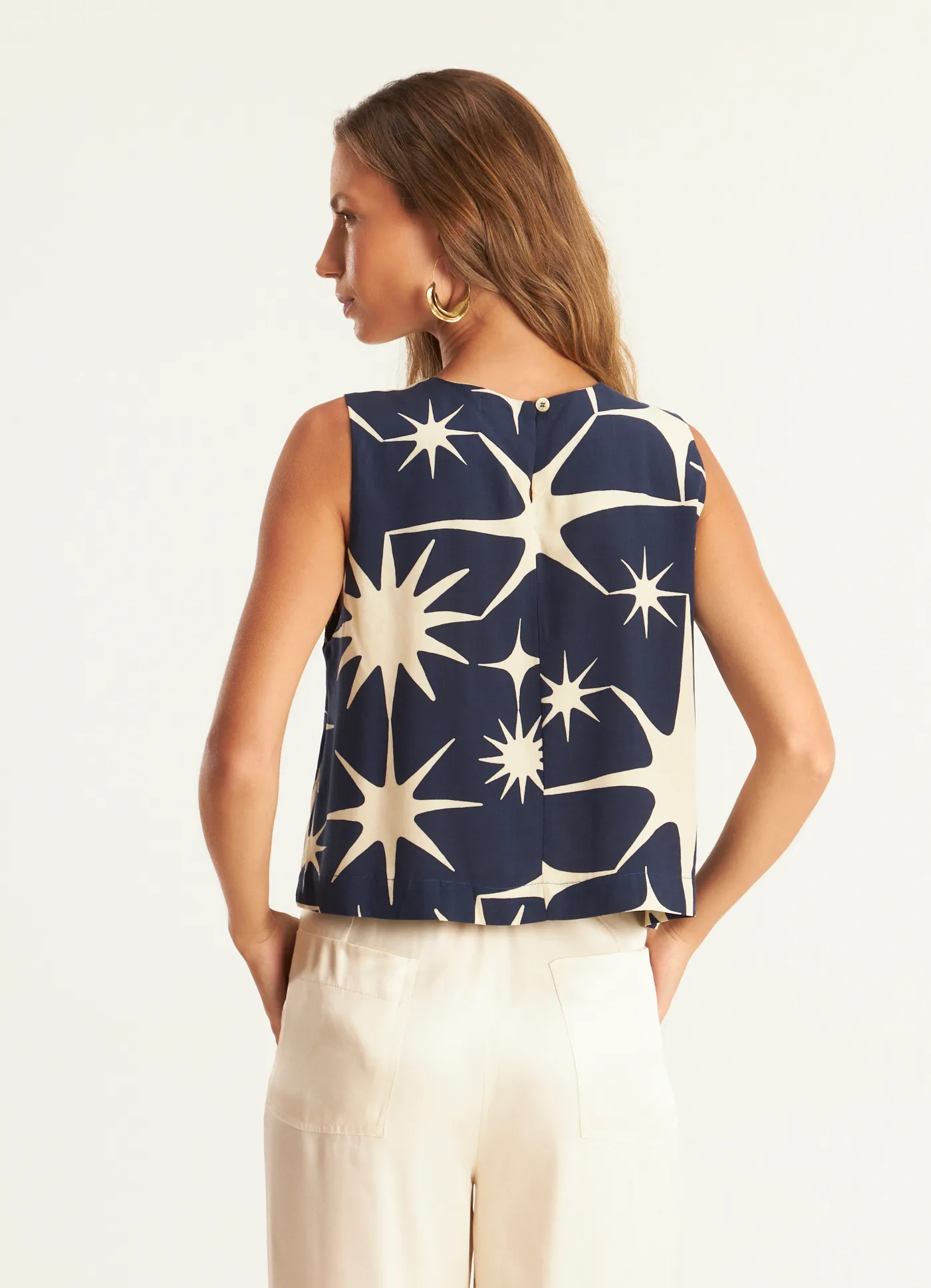 Blusa sem manga estampada sparks Cantão 1